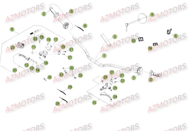 COMMANDES_GUIDON BETA Pièces RR Enduro 50 SPORT 2015 2014