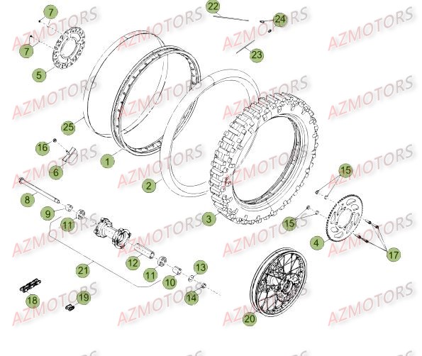 Roue Arriere Du No Serie 1 A 471 BETA Pièces Beta RR 50 SPORT - 2015-2014