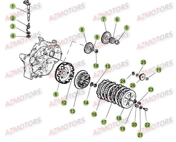 TRANSMISSION PRINCIPALE EMBRAYAGE BETA 50 RRSPORT 15