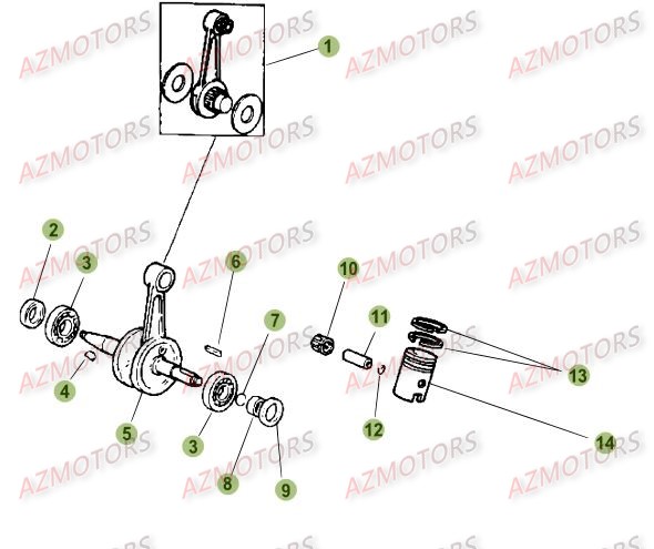 Vilebrequin Piston Contre Arbre BETA Pièces Beta RR 50 SPORT - 2015-2014