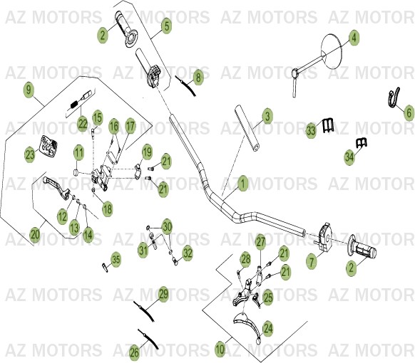 Commandes   Guidon BETA Pièces Beta RR 50 STANDARD - 2013-2012