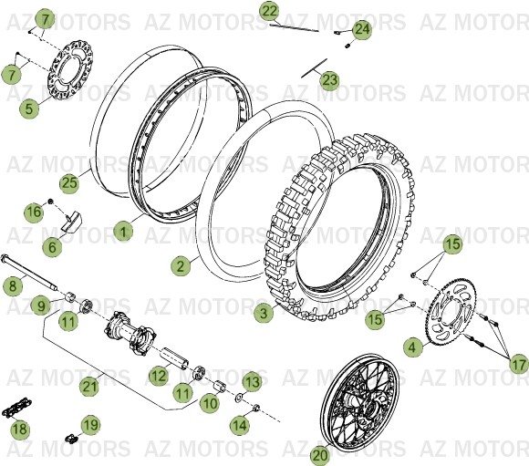 Roue Arriere Du No Serie 200001 A 200956 BETA Pièces Beta RR 50 STANDARD - 2013-2012