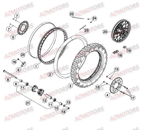 Roue Arriere Du No Serie 200957 A 299999 BETA Pièces Beta RR 50 STANDARD - 2013-2012