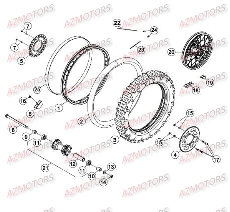 ROUE ARRIERE DU No SERIE 200957 A 299999 BETA 50 RRSTD 12