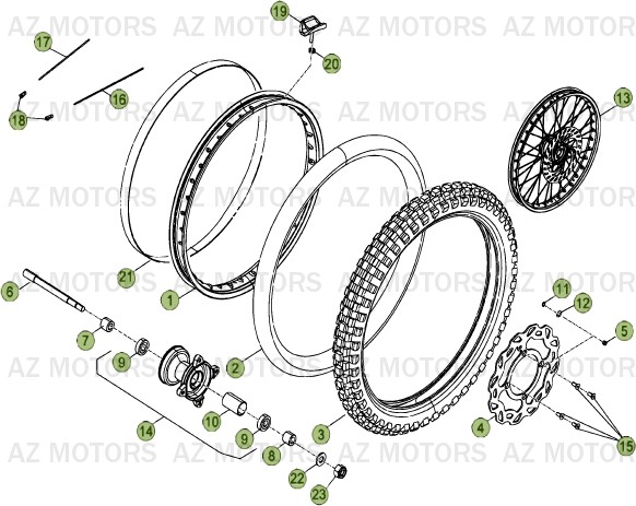 Roue Avant Du No Serie 200001 A 200956 BETA Pièces Beta RR 50 STANDARD - 2013-2012