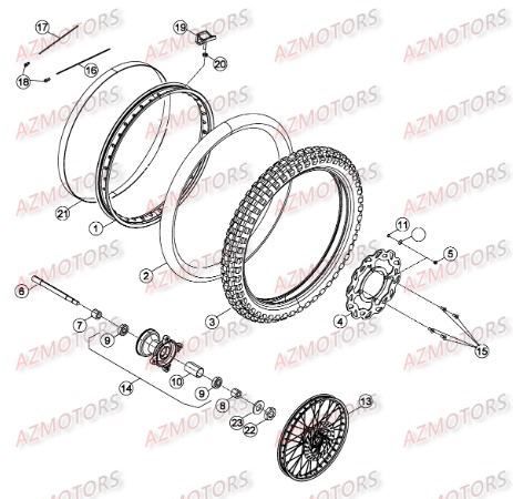 Roue Avant Du No Serie 201252 A 299999 BETA Pièces Beta RR 50 STANDARD - 2013-2012