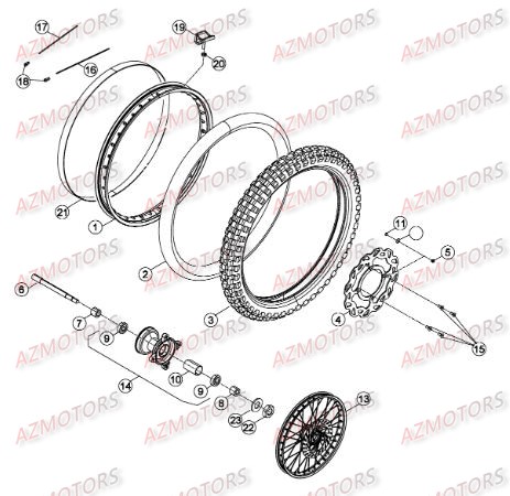 ROUE AVANT DU No SERIE 201252 A 299999 BETA 50 RRSTD 12