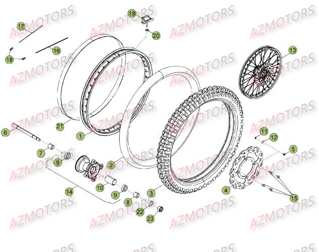 ROUE AVANT DU No SERIE 200001 A 200956 BETA 50 RRSTD 15