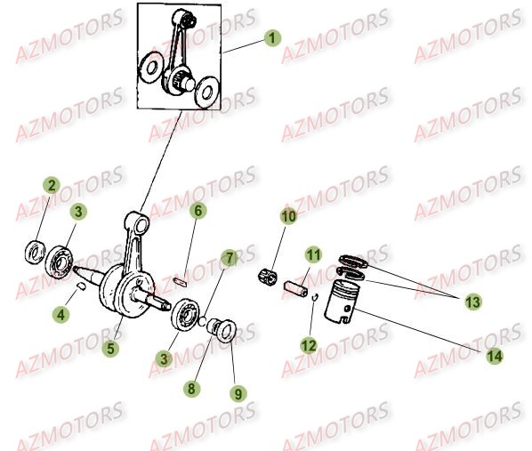 Vilebrequin   Piston   Contre Arbre BETA Pièces Beta RR 50 STANDARD - 2015