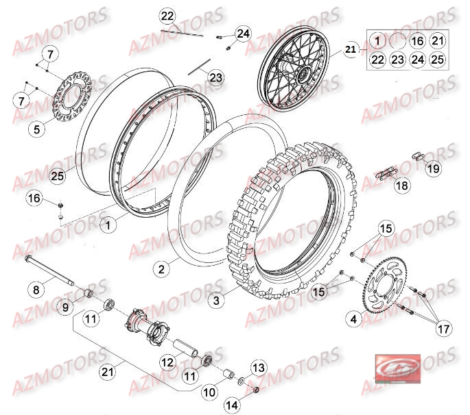 Roue Arriere BETA Pièces Beta RR 50 STANDARD - 2016