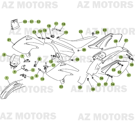 CARENAGES RESERVOIR SELLE AZMOTORS 50 SM 08