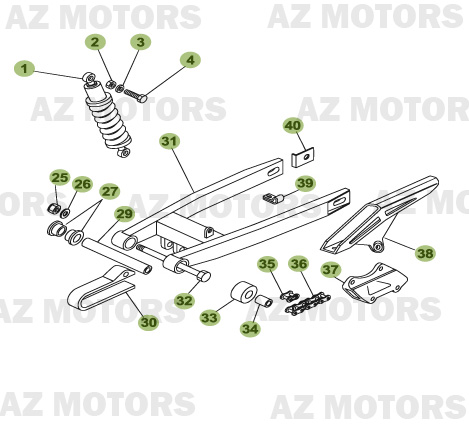 Fourche Arriere Suspension Ar AZMOTORS Pièces Beta RR 50 MOTARD - 2008