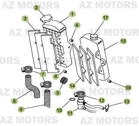 Installation De Refroidissement AZMOTORS Pièces Beta RR 50 MOTARD - 2008