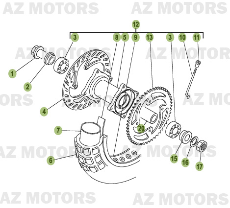 Roue Arriere AZMOTORS Pièces Beta RR 50 MOTARD - 2008