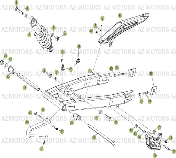 FOURCHE ARRIERE - SUSPENSION AR pour 50-SM-12