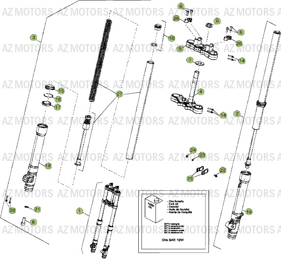 Fourche Du No De Serie 300001 A 300084 BETA Pièces Beta RR 50 MOTARD - 2014-2013-2012