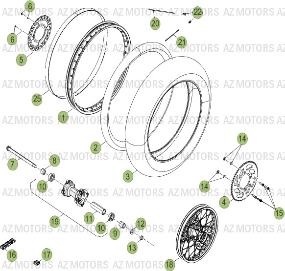 Roue Arriere BETA Pièces Beta RR 50 MOTARD - 2014-2013-2012