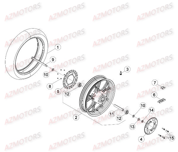 Roue Arriere BETA Pièces Beta 50 Motard STANDARD - 2015