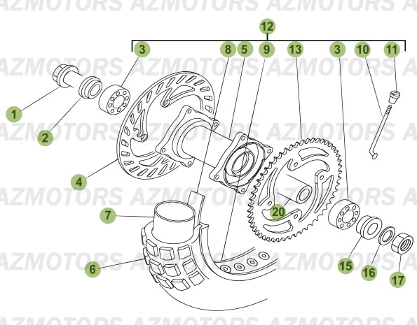 Roue Arriere BETA Pièces Beta RR 50 MOTARD - 2006-2005