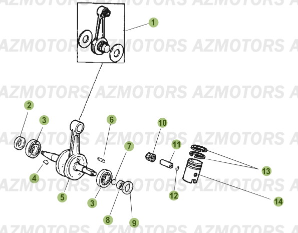 Vilebrequin   Piston   Contre Arbre BETA Pièces Beta RR 50 MOTARD - 2006-2005
