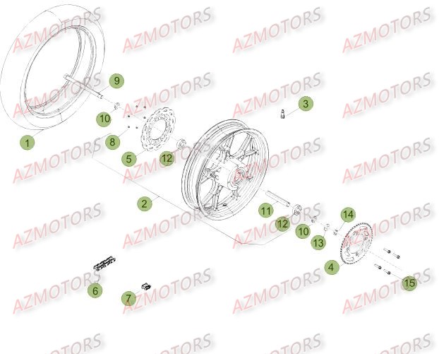 Roue Arriere Du No Serie 500736 A 501231 BETA Pièces Beta 50 Motard STANDARD - 2013-2012