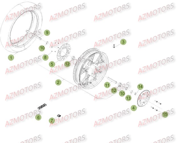 ROUE ARRIERE DU No SERIE 500736 A 501231 BETA 50 SMSTD 12