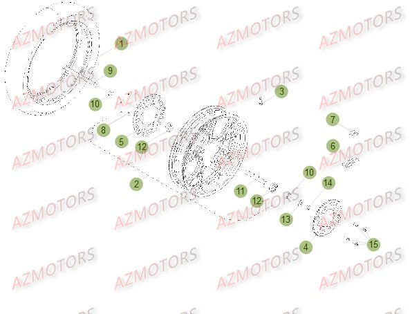 Roue Arriere Du No Serie 501232 A 599999 BETA Pièces Beta 50 Motard STANDARD - 2013-2012