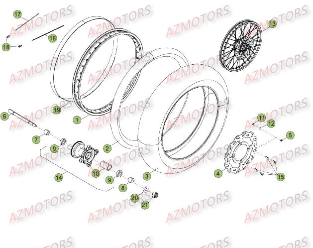 Roue Avant Du No Serie 500001 A 500735 BETA Pièces Beta 50 Motard STANDARD - 2013-2012