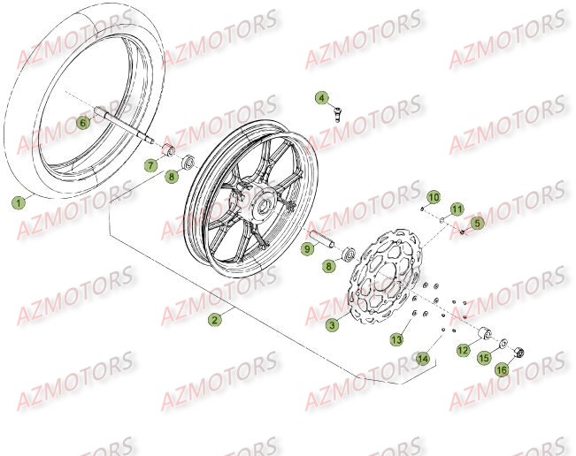 Roue Avant Du No Serie 500736 A 501231 BETA Pièces Beta 50 Motard STANDARD - 2013-2012
