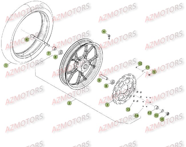 ROUE AVANT DU No SERIE 500736 A 501231 pour 50-SMSTD-12