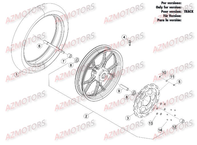 Roue Avant Du No Serie 501232 A 501544 BETA Pièces Beta 50 Motard STANDARD - 2013-2012