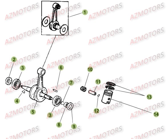 Vilebrequin   Piston   Contre Arbre BETA Pièces Beta 50 Motard STANDARD - 2013-2012