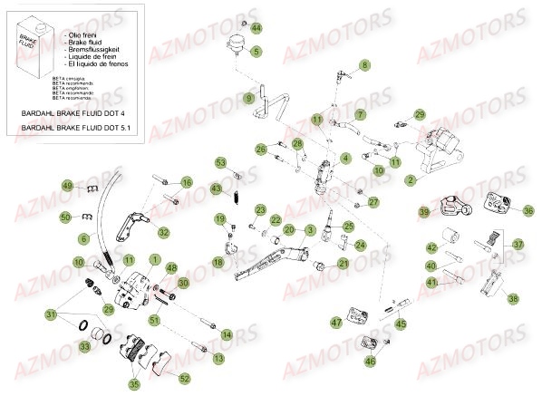 FREIN DU No SERIE 500001 A 500170 BETA 50 SMSTD 14