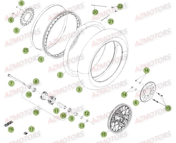 Roue Arriere Du No Serie 500001 A 500735 BETA Pièces Beta 50 Motard STANDARD - 2014