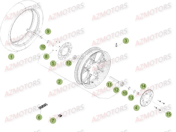 Roue Arriere Du No Serie 500736 A 501231 BETA Pièces Beta 50 Motard STANDARD - 2014