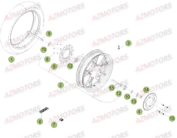 Roue Arriere Du No Serie 501232 A 501980 BETA Pièces Beta 50 Motard STANDARD - 2014