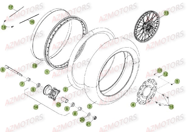 Roue Avant Du No Serie 500001 A 500735 BETA Pièces Beta 50 Motard STANDARD - 2014