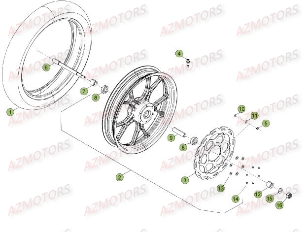 Roue Avant Du No Serie 500736 A 501231 BETA Pièces Beta 50 Motard STANDARD - 2014