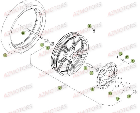 Roue Avant Du No Serie 501232 A 501544 BETA Pièces Beta 50 Motard STANDARD - 2014