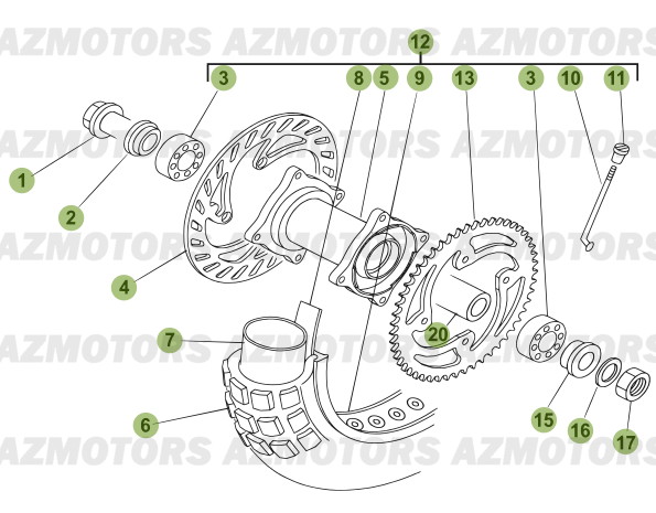Roue Arriere BETA Pièces Beta 50 Motard STANDARD - 2011-2010