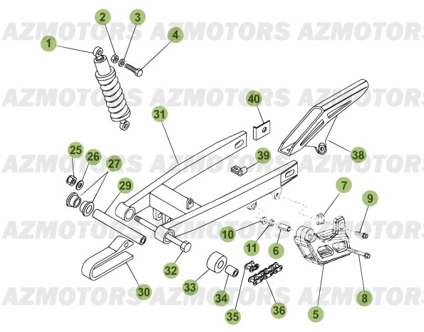Suspension Arriere BETA Pièces Beta 50 Motard STANDARD - 2011-2010