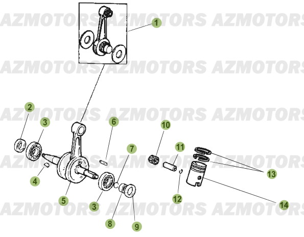 Vilebrequin Piston Contre Arbre BETA Pièces Beta 50 Motard STANDARD - 2011-2010