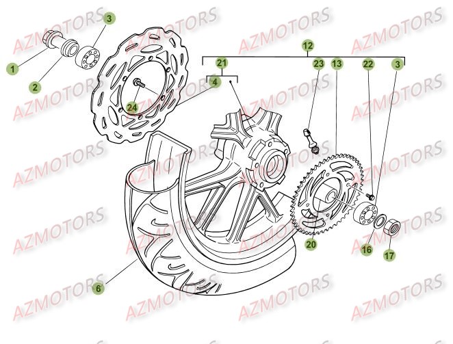 Roue Arriere BETA Pièces Beta 50 Motard TRACK - 2009