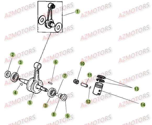 Vilebrequin   Piston   Contre Arbre BETA Pièces Beta 50 Motard TRACK - 2009