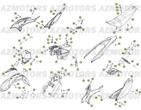 Carenages   Reservoir   Selle De No Serie 400001 A 401331 BETA Pièces Beta 50 Motard TRACK - 2013-2012