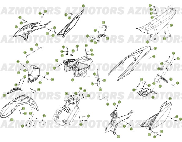 CARENAGES - RESERVOIR - SELLE DE No SERIE 400001 A 401331 BETA Pièces BETA RR 50 MOTARD TRACK [2013-2012]