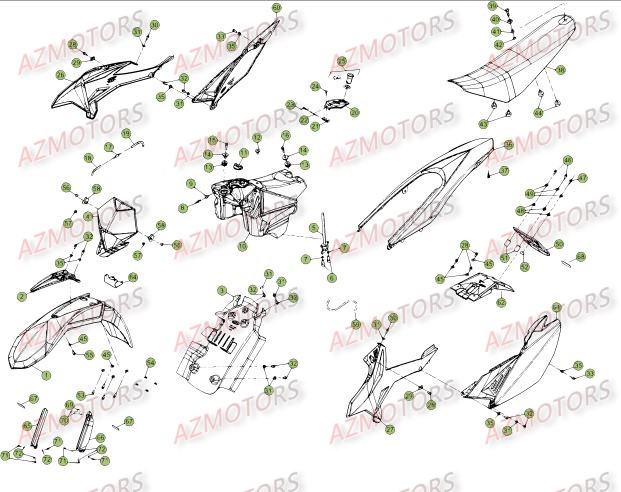 Carenages   Reservoir   Selle De No Serie 401332 A 499999 BETA Pièces Beta 50 Motard TRACK - 2013-2012