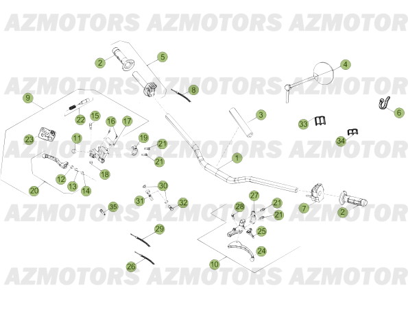 COMMANDES - GUIDON pour 50-TRACK-12