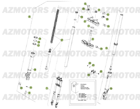 Fourche Du Numero Serie 400186 A 400220 BETA Pièces Beta 50 Motard TRACK - 2013-2012