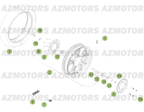 ROUE ARRIERE DU NUMERO SERIE 401077 A 499999 BETA 50 TRACK 12